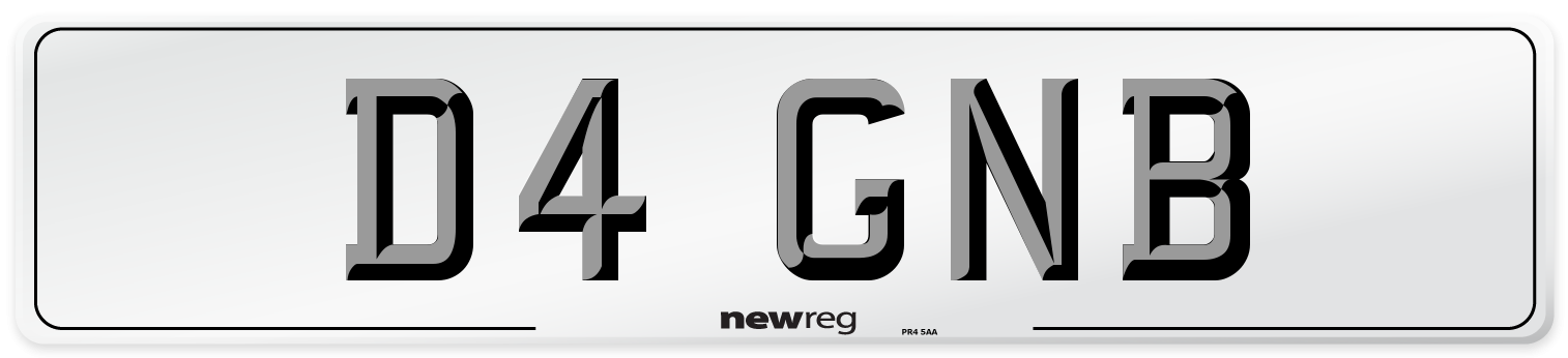 D4 GNB Number Plate from New Reg